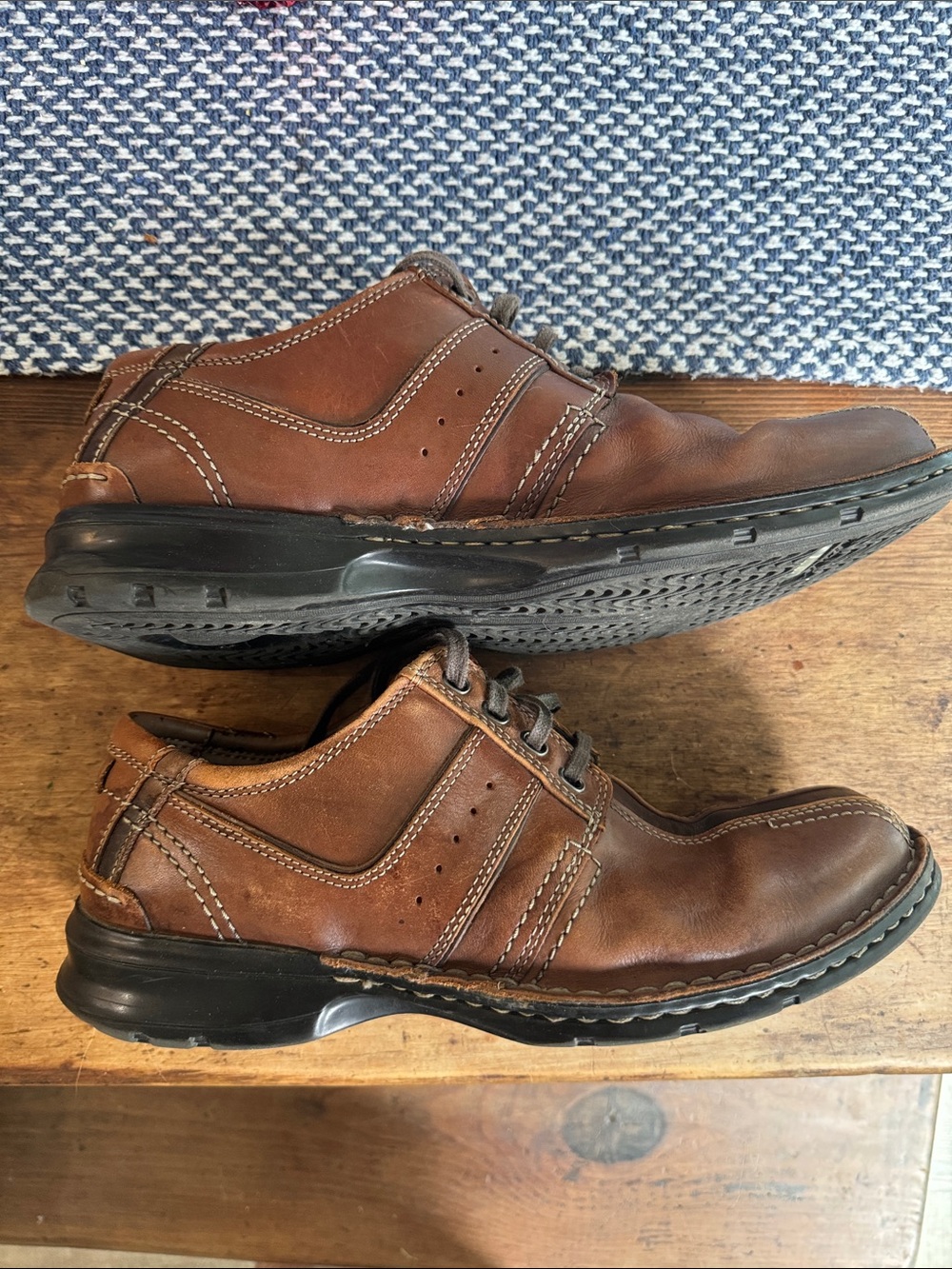 Clarks Men's Brown Leather Lace-Up Casual Shoes Size 11M